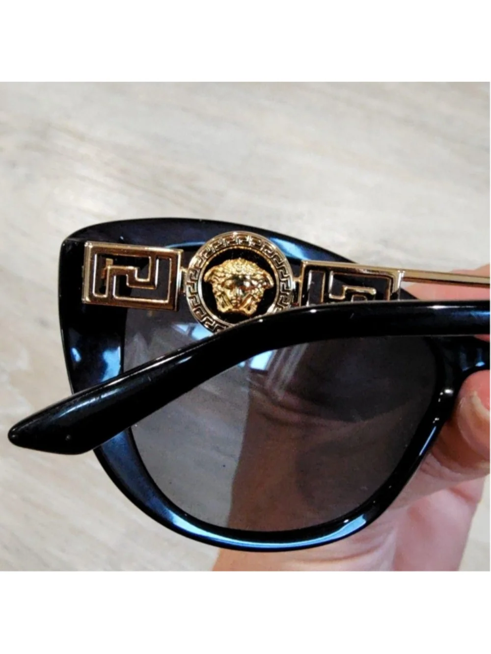 Versace Sunglasses Womens Black Oversized Cat Eye Polarized Gray 4295 GB1/T3